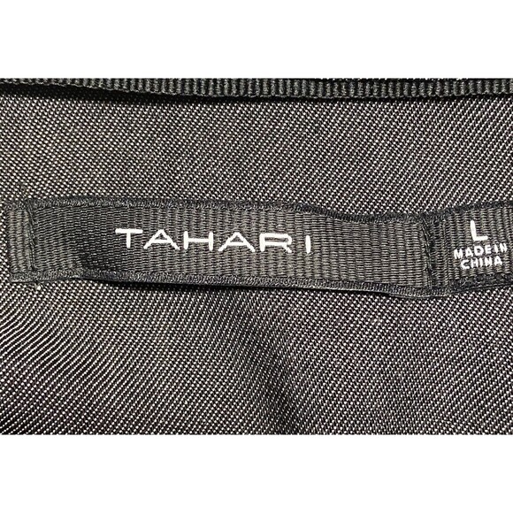 Tahari Black Snap Front Denim Style Trucker Jacket Large 12-14 EUC - Picture 7 of 7